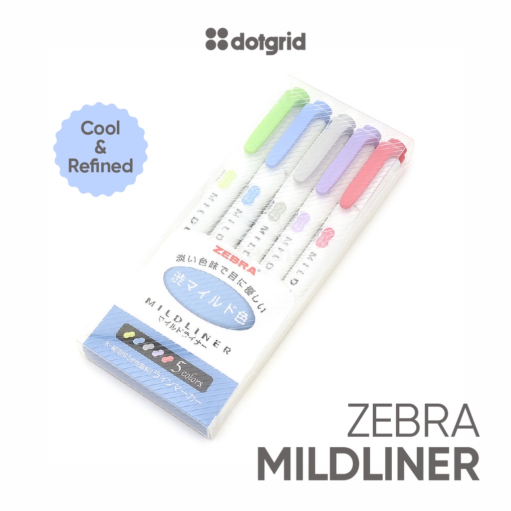 Set 5 bút highlight zebra mildliner-wkt7-5c-nc