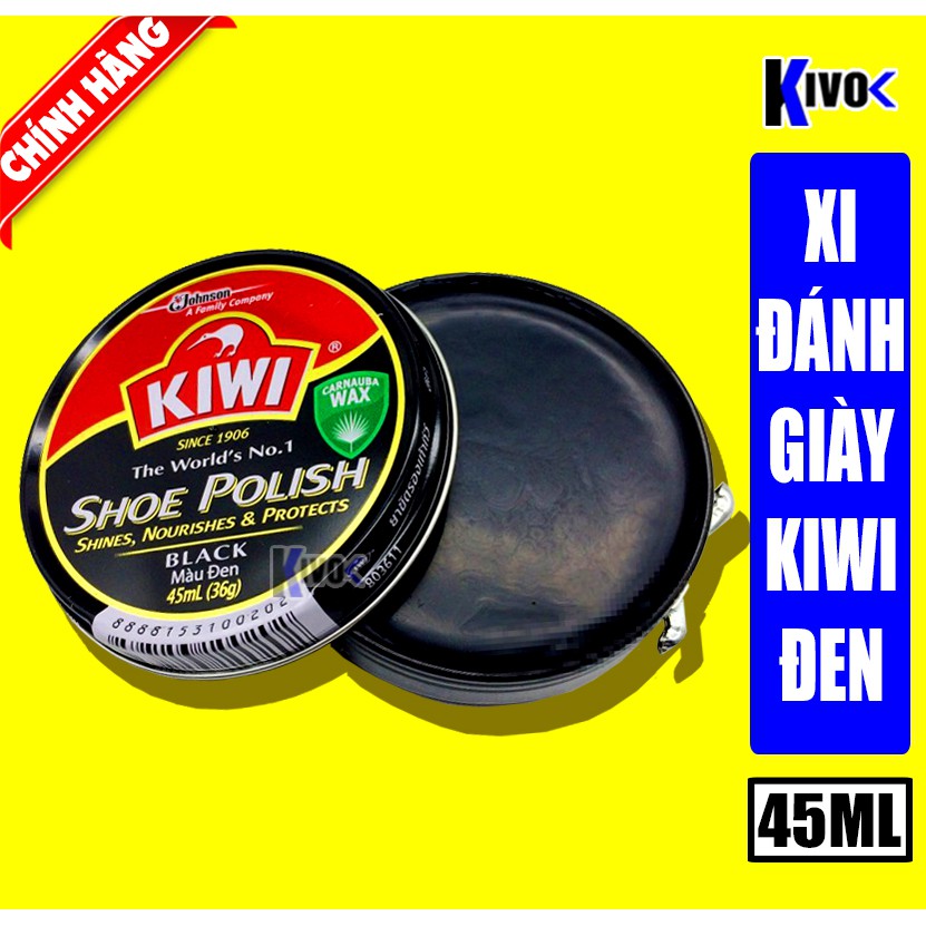 Si đánh giày kiwi - đánh bóng giày da, lau giày dạng sáp - xi đen 45ml
