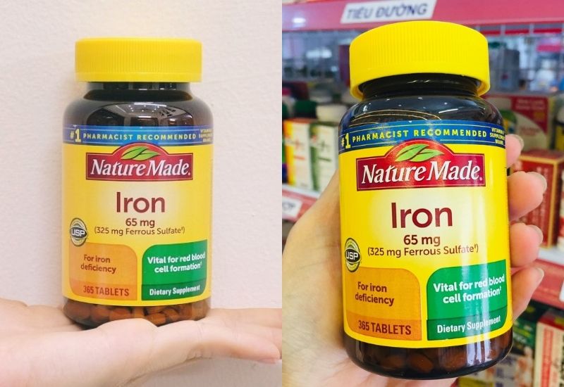 🩸🩸🩸 Thực phẩm chức năng Viên uống bổ sung sắt Iron 65mg Nature Made 365 viên của Mỹ 🇺🇸🇺🇸🇺🇸