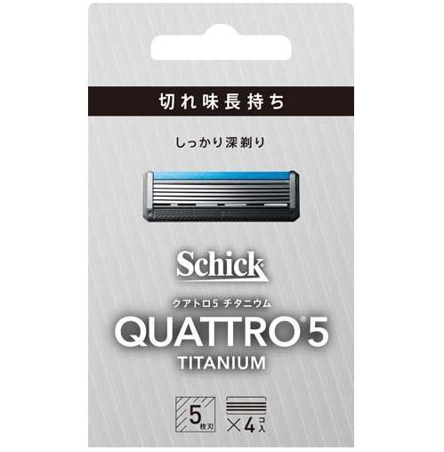 Vỉ 4 lưỡi dao cạo râu Schick Quattro 5 Titanium - Nhật Bản