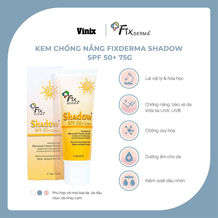Kem chống nắng fixderma shadow spf50+ cream 75g