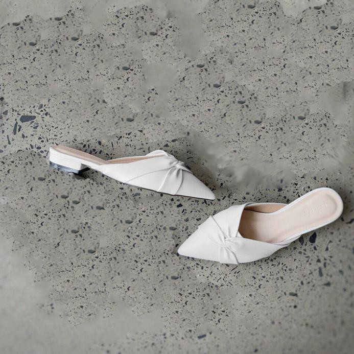 Sục nữ, giày nữ mũi nhọn da mềm kiểu xoắn chéo - A7 4