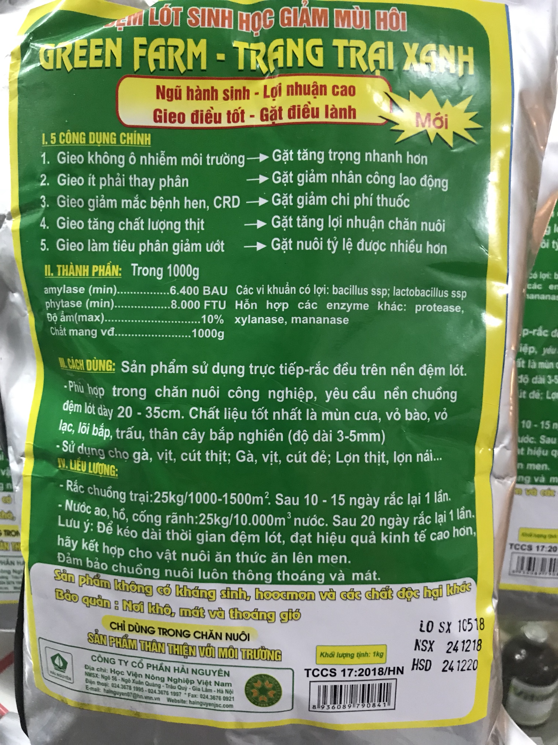 Men rắc chuồng Greenfarm Hải Nguyên 1kg