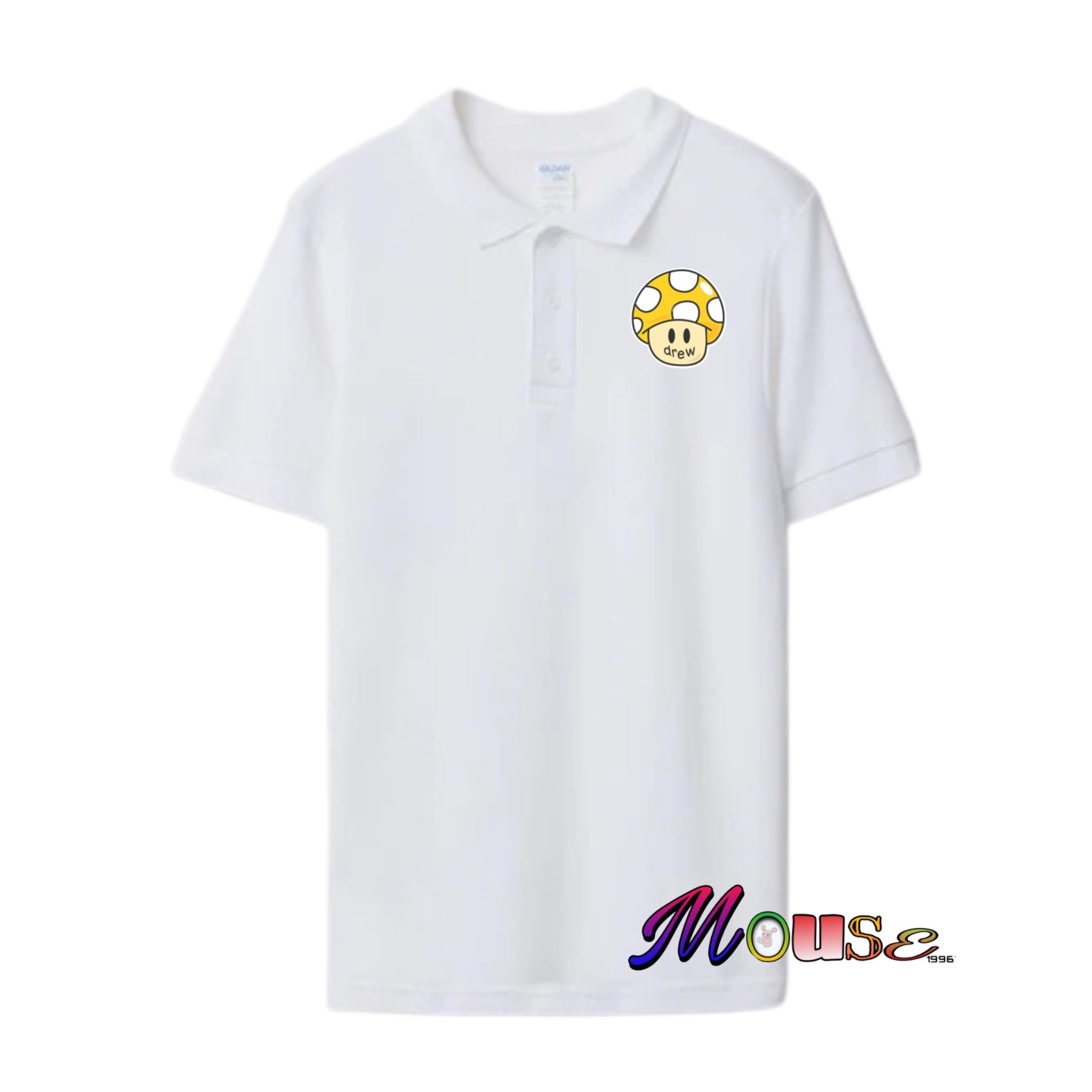 Áo thun polo vải cá sấu cotton co giãn 4 chiều, áo thun polo unisex nam nữ in logo cây nấm màu vàng đáng yêu.