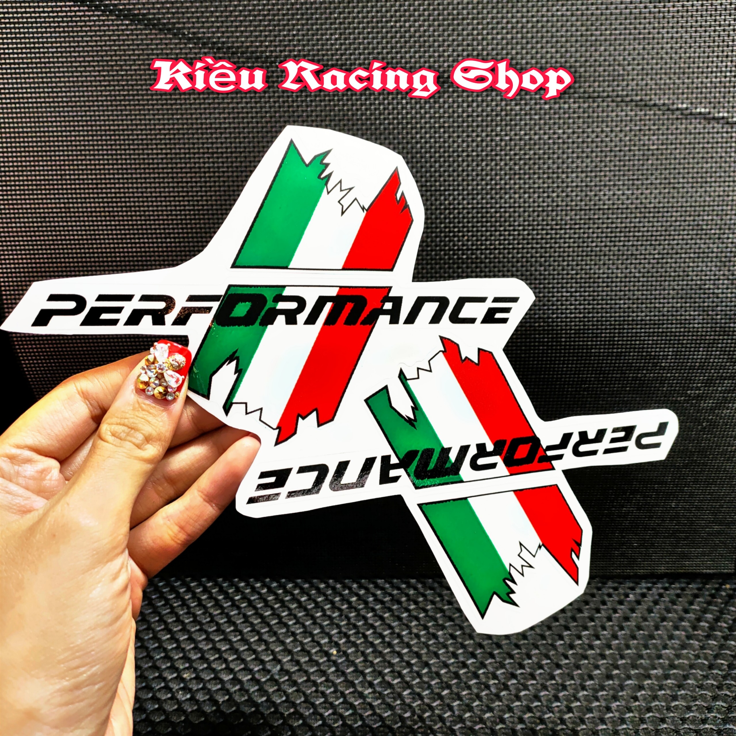 [HCM]Tem Xe Chữ PERFORMANCE sọc màu dán được cho mọi loại xe