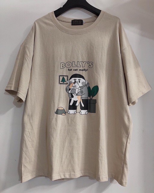 Aó thun nữ form dài rộng tay lỡ Unisex HOẠT HÌNH BOLLY freesize 45 - 70kg áo thun nam form rộng tay lỡ, áo phông nữ form rộng