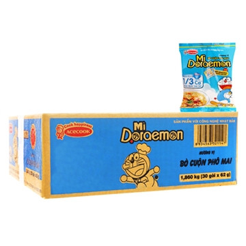 Mì Doraemon bò cuộn phô mai gói 62g