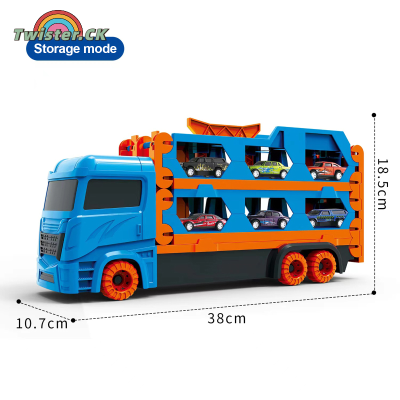 Twister.CK Car Transporter Truck Toys Container Truck With 6pcs Alloy Pull