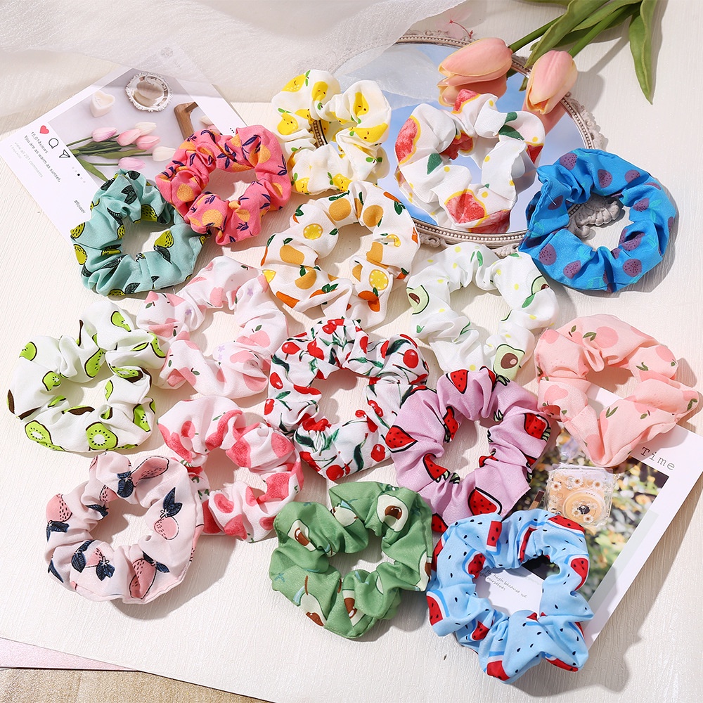 Dây buộc tóc vải - cột tóc scrunchies hoa quả dễ thương