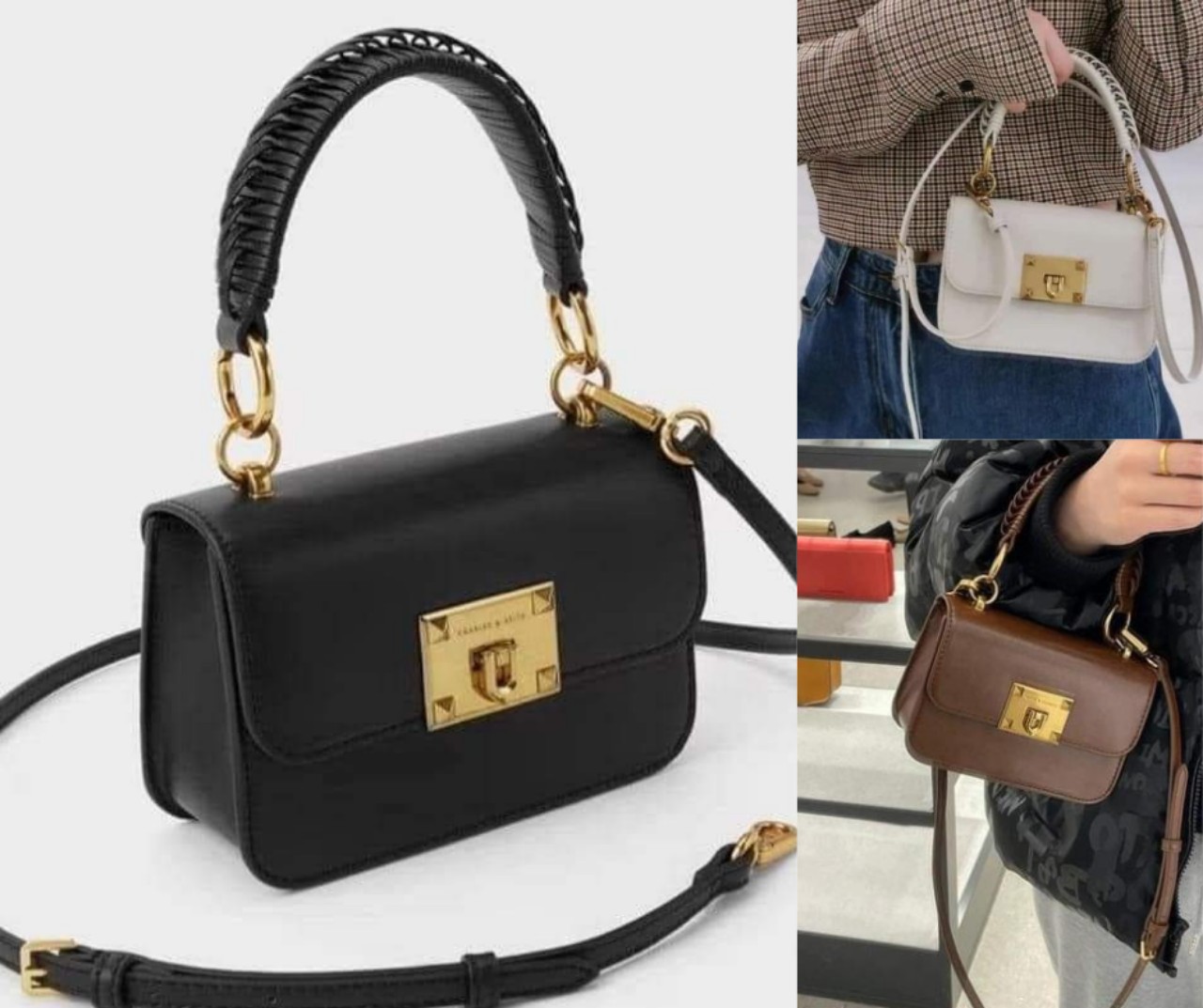 Túi đeo chéo cnk. quai xách đan 2 dây tháo rời size18
