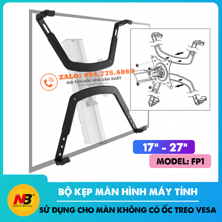 Bộ Kẹp Màn Hình NB-FP1 - Sử Dụng Cho Màn Hình Không Thiết Kế Lỗ Ốc VESA Treo Tường