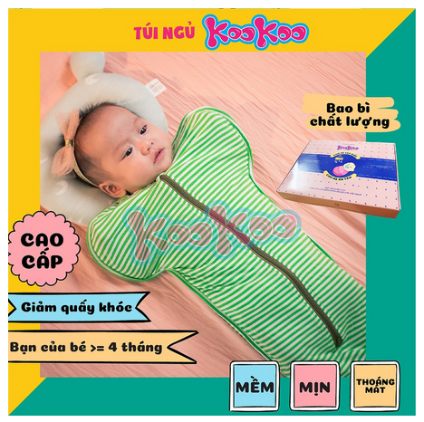 Nhộng Chũn cho bé Đóng Hộp Chính Hãng, Quấn Chũn KooKoo Cao Cấp, Túi ngủ cho bé ngon giấc, Ủ kén sơ sinh, Vải dệt kim cotton mềm mại thấm mồ hôi