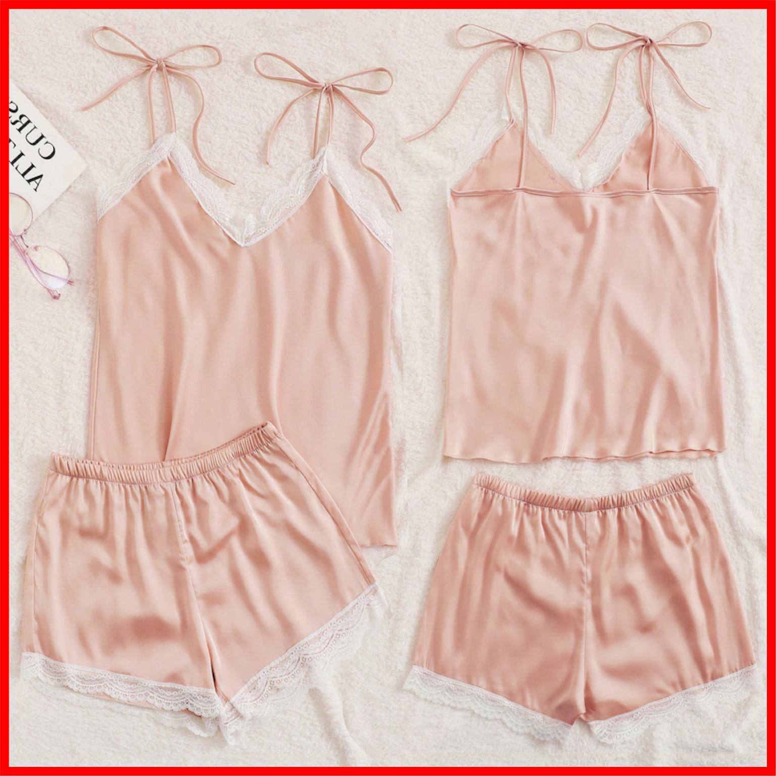 [HCM]Đồ bộ áo hai dây quần short ngắn ren thời trang phù hợp mặc ở nhà dạo phố hay làm đồ ngủ dễ thương gợi cảm Macmot Fasion