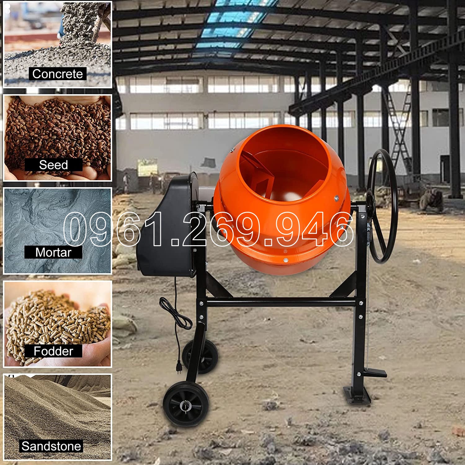 Máy trộn bê tông mini 130L Savi 130 động cơ điện 550w