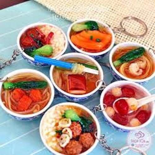 Combo 2 móc khóa mô hình chén đồ ăn chén chè 3D nhiều mẫu mã độc đáo