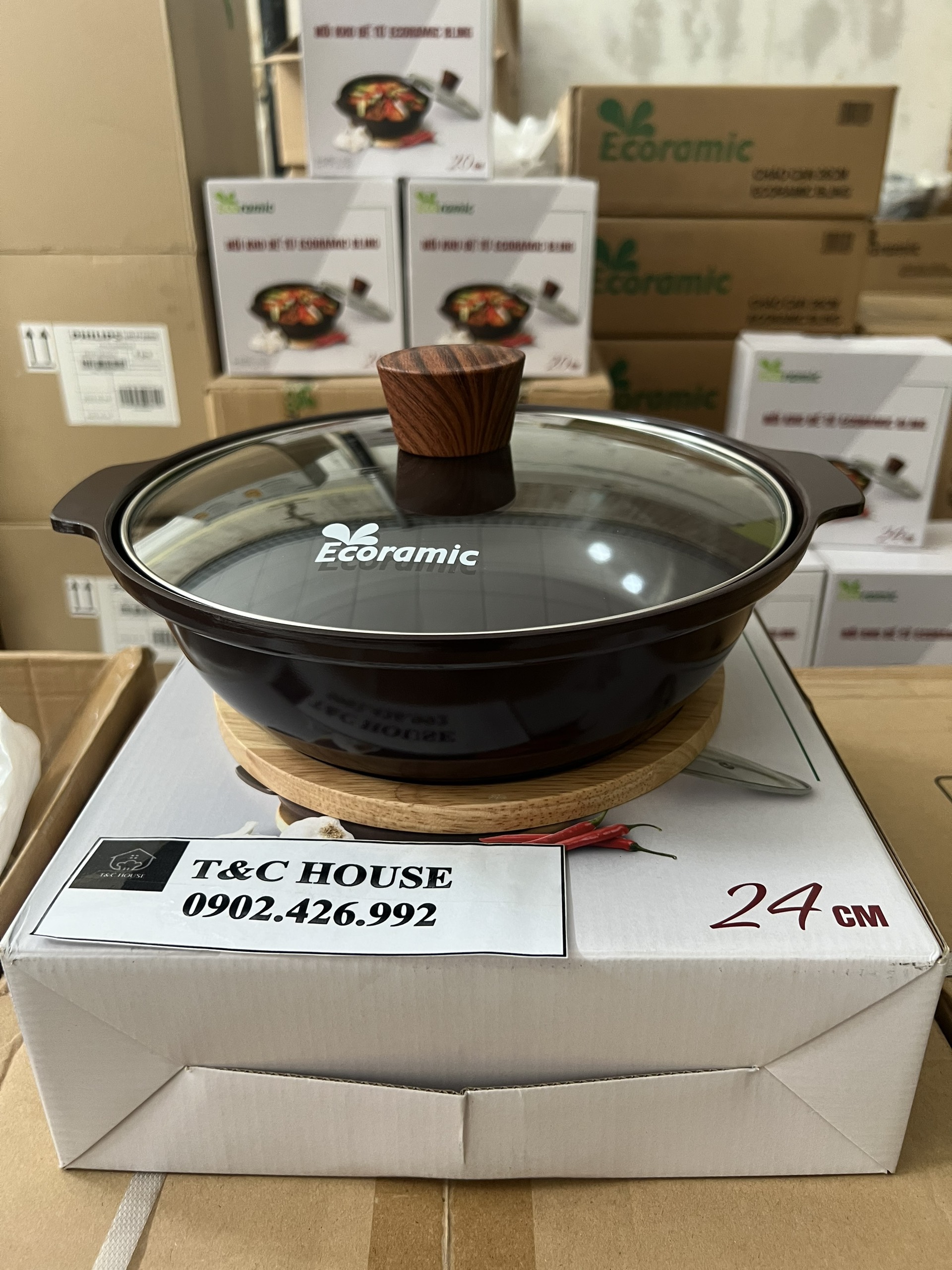 Nồi kho thịt cá đáy từ ecoramic hàn quốc cao cấp chính hãng 20cm