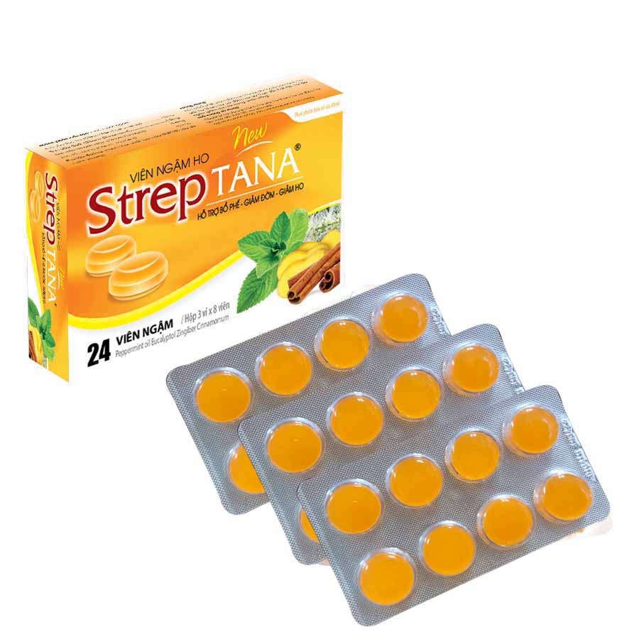 Viên ngậm ho streptana - hộp 3 vĩ, vĩ 8 viên