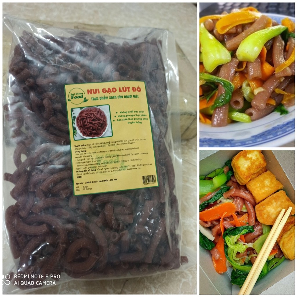 Nui gạo lứt làm từ 100 gạo lứt nguyên cám eatclean healthy gói 500g