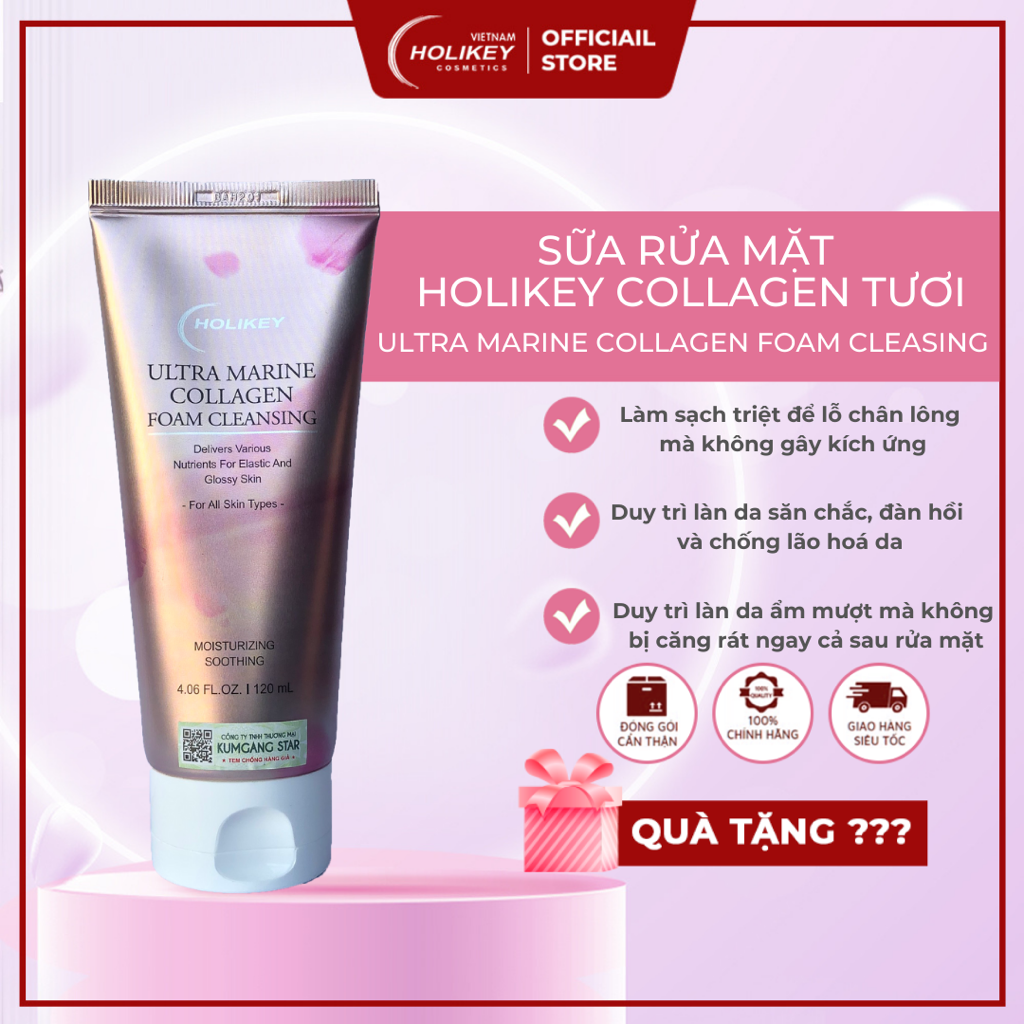 Sữa Rửa Mặt Hàn Quốc Holikey Ultra Marine Collagen Tươi