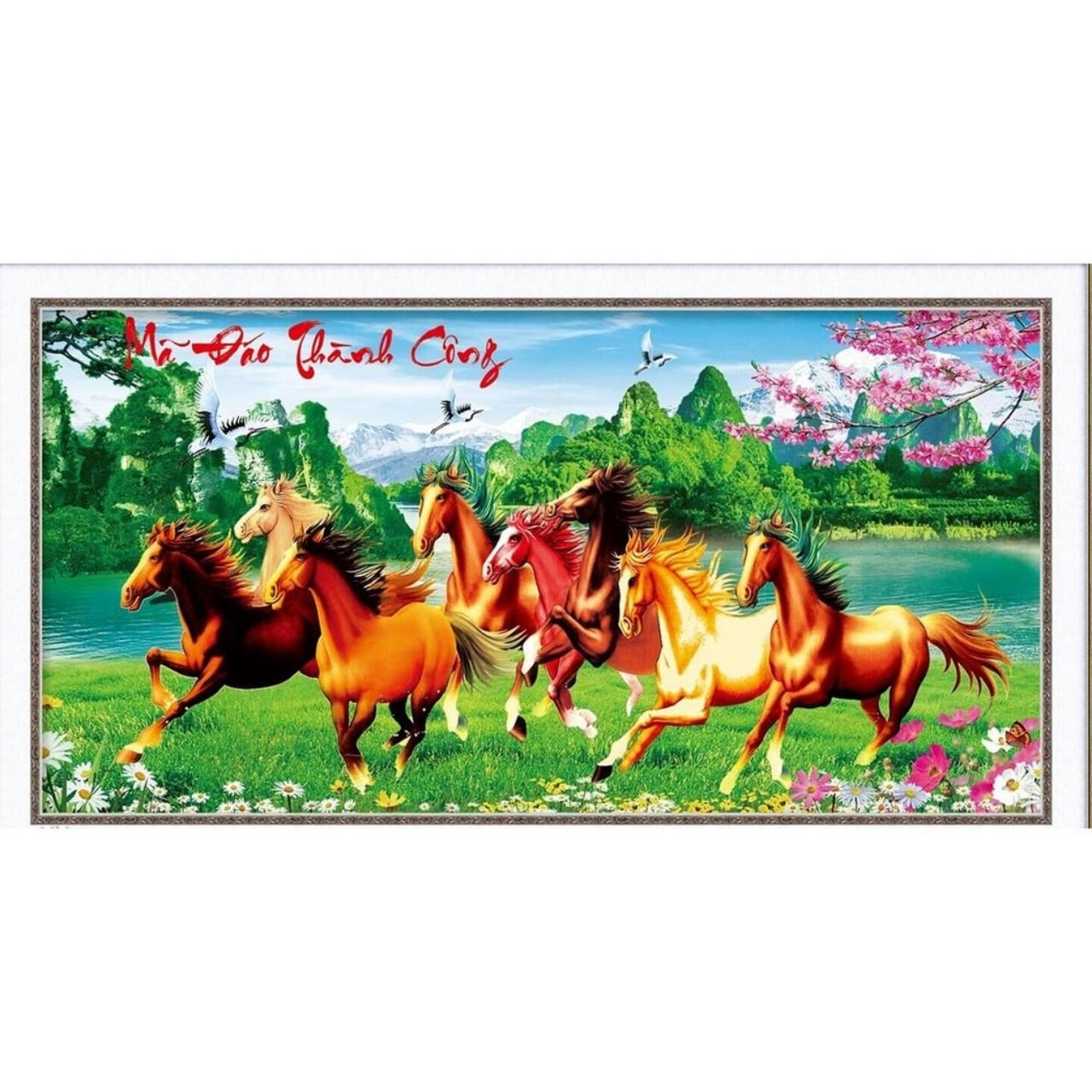Tranh thêu 3d mã đáo thành công 95x52cm