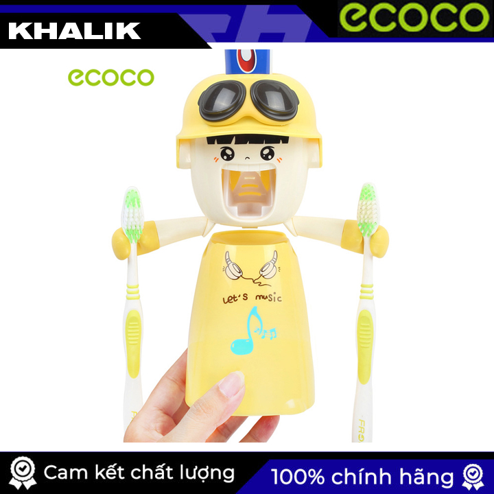 Kệ để đồ nhà tắm, treo bàn chải đánh răng, nhả kem tự động, có cốc kèm theo, dành cho trẻ em, không cần khoan tường Ecoco - E1306 (đủ màu lựa chọn)