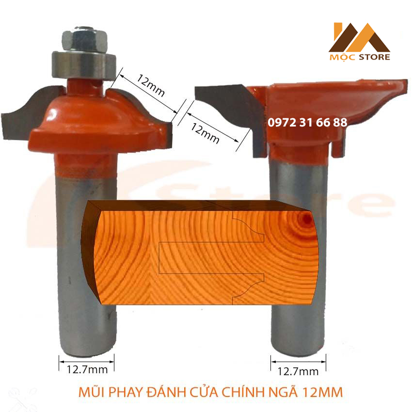 MŨI PHAY GỖ ĐÁNH ĐỐ CỬA CHÍNH NGÃ 12MM  HÀNG VIỆT NAM CHẤT LƯỢNG CAO - MŨI SOI GỖ