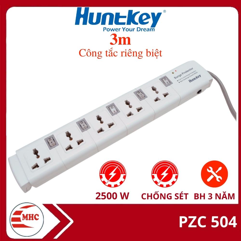 Ổ cắm điện đa năng, ổ điện thông minh Huntkey PZC504 5 ổ chống sét, có đèn báo, công tắc riêng