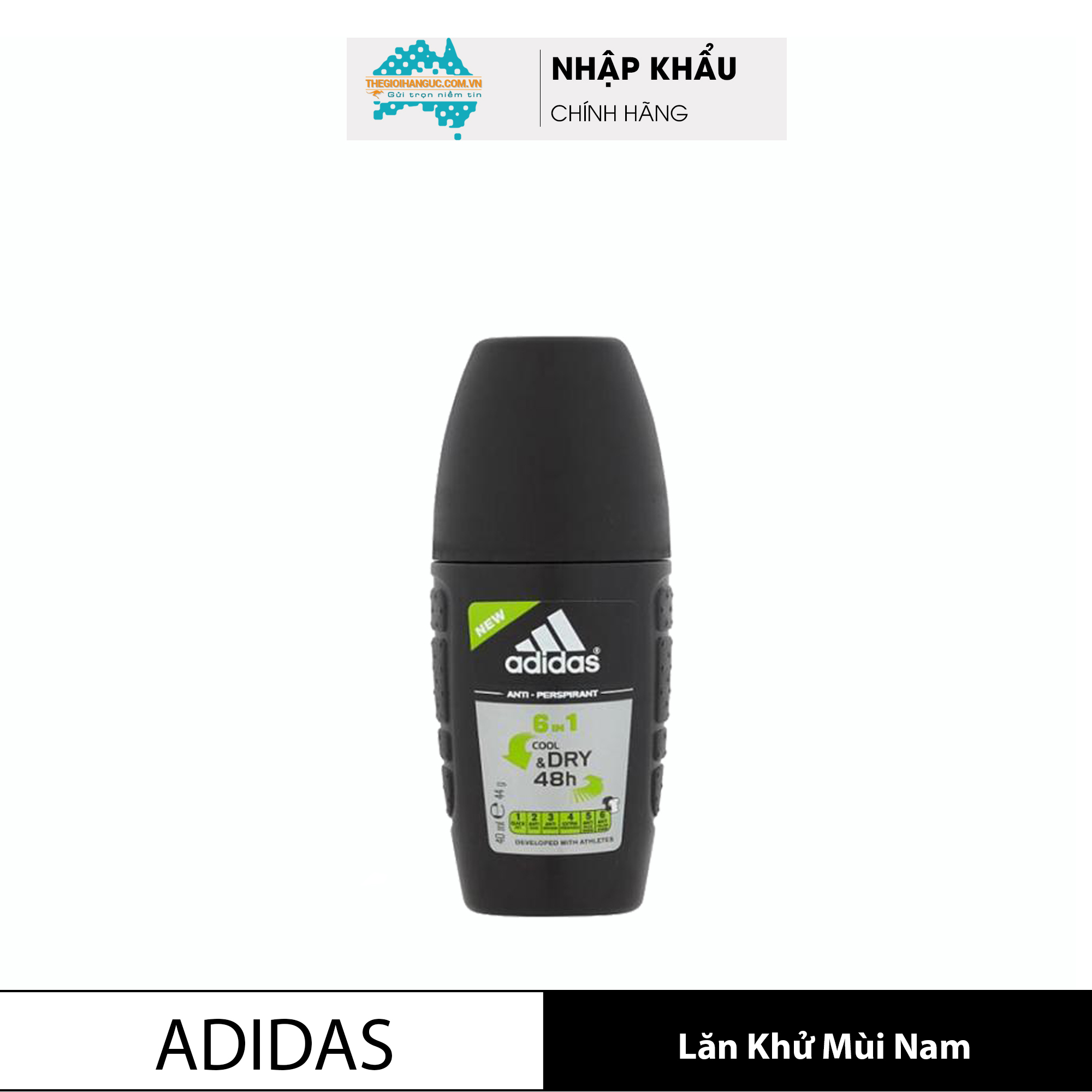 [ADIDAS]  Lăn khử mùi nam ngăn mồ hôi Adidas 6 in 1 40ml