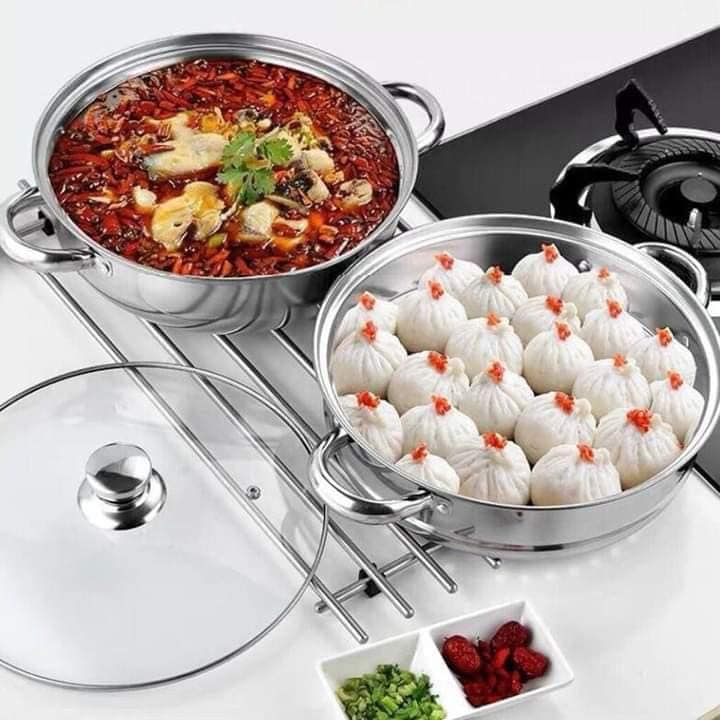 Nồi hấp inox 2 tầng pot 28cm