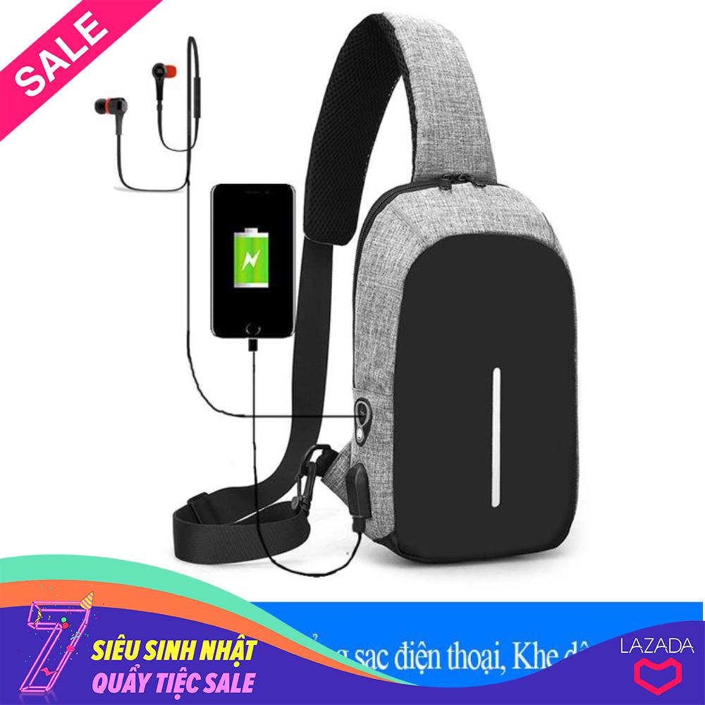 Túi đeo chéo CỔNG SẠC USB và Khe tai nghe - Chống trộm, chống thấm vừa IPAD