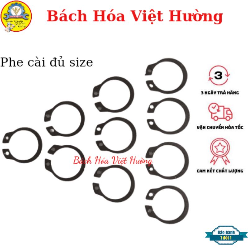 10 chiếc phanh trục, vòng lò xo, vòng phe, phe gài trục, vòng chặn ngoài, long đen, vòng đệm từ trục 25-50mm