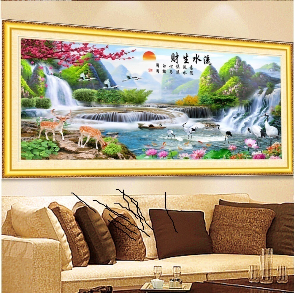 Tranh thêu phong cảnh 148x66cm