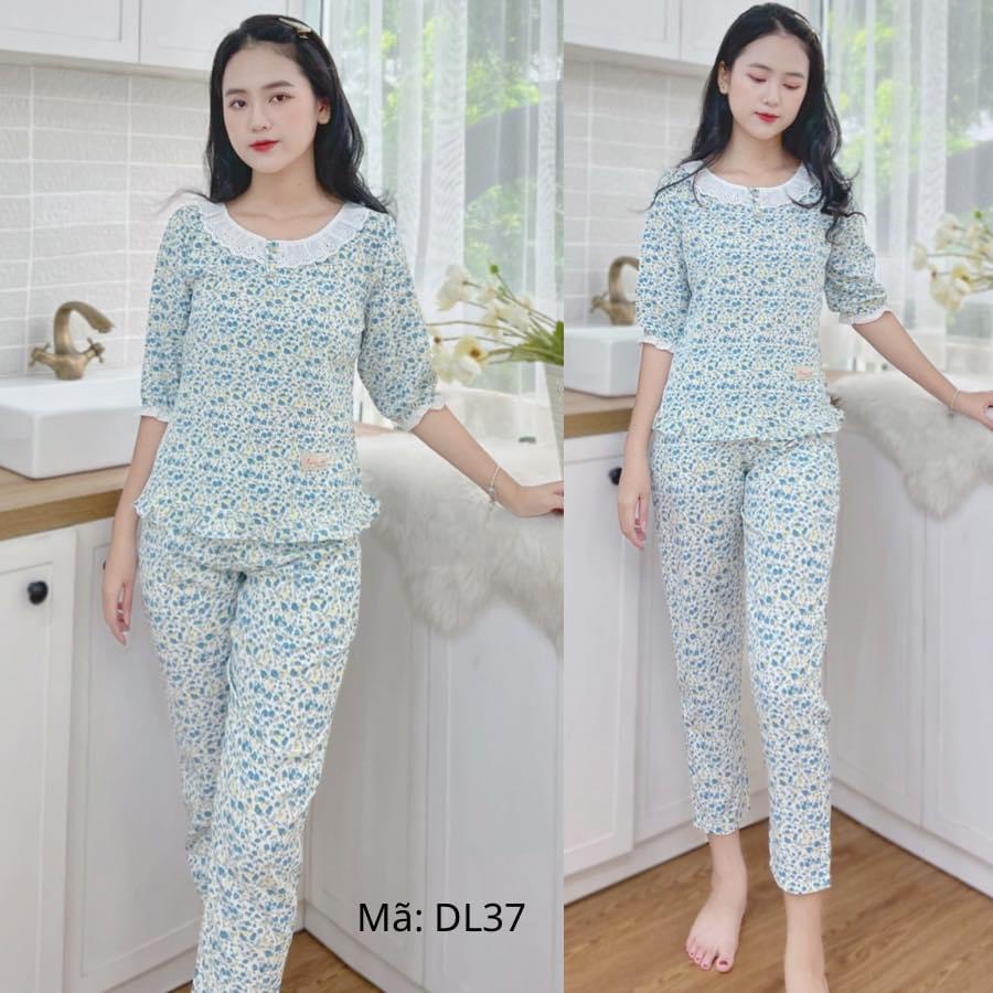Đồ bộ mặc nhà, Bộ quần áo nữ sau sinh mẫu cổ ren xinh tươi nhiều mầu lựa chọn