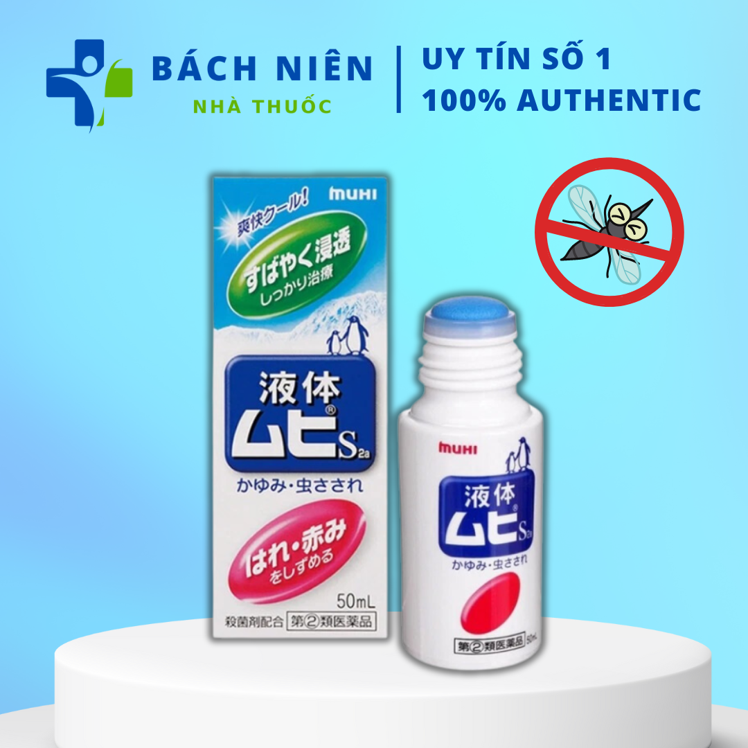 Lăn muỗi Muhi Nhật 50ml, Lăn bôi muỗi đốt và côn trùng cắn Muhi 50ml