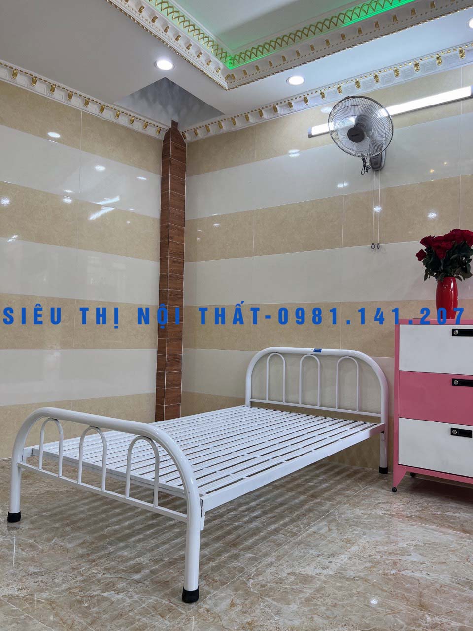 Giường sắt đơn giản kích thước 1mx2m mẫu 11 - Siêu Thị Nội Thất