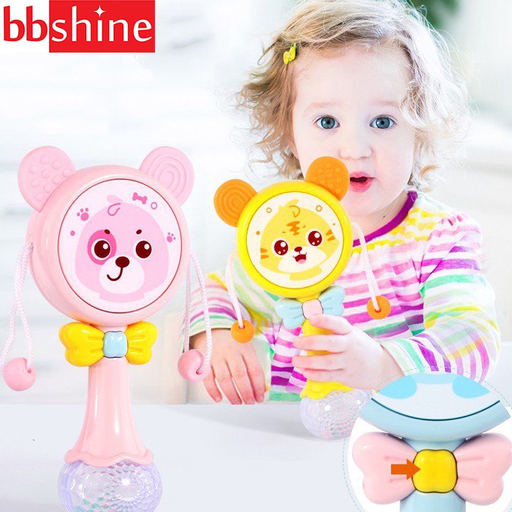Lục lạc cho bé đồ chơi lục lạc cho bé xúc xắc có nhạc và đèn phát sáng hình mặt gấu ngộ nghĩnh BBShine – DC050