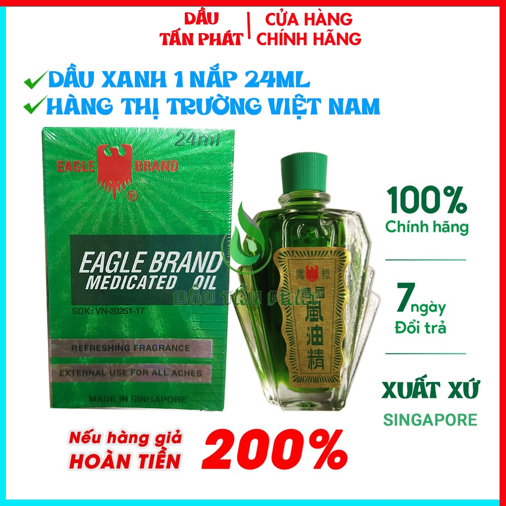 [Chính Hãng] Dầu Gió Xanh Con Ó 24ml 1 Nắp Hàng Thị Trường Việt Nam [Made in singapore ]