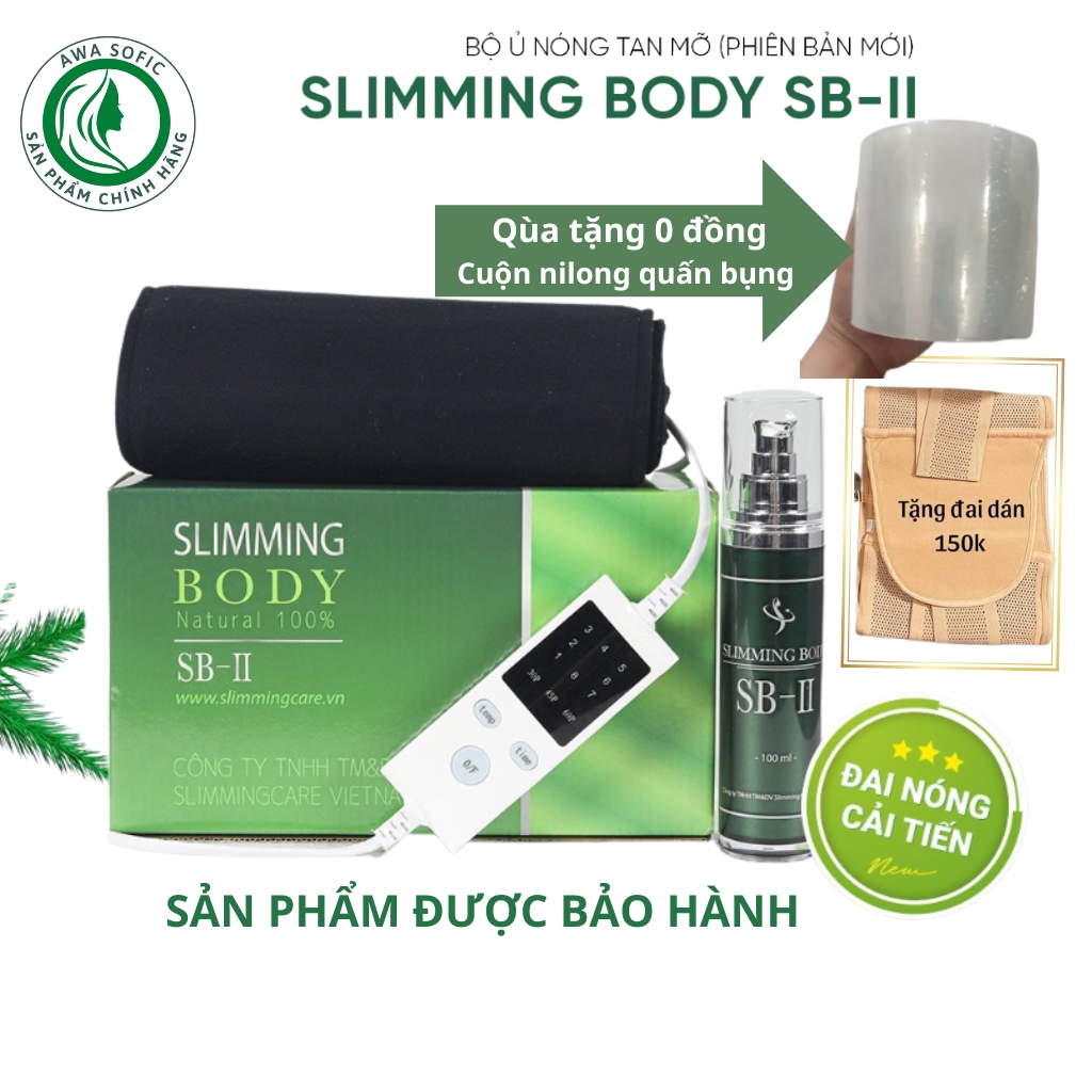 Bộ ủ nóng tan mỡ bụng Slimming Body SBII cải tiến Chính Hãng - Đai quấn nóng tan mỡ hiệu quả bụng, bắp đùi, tay nhanh chóng bảo hành nhà sản xuất