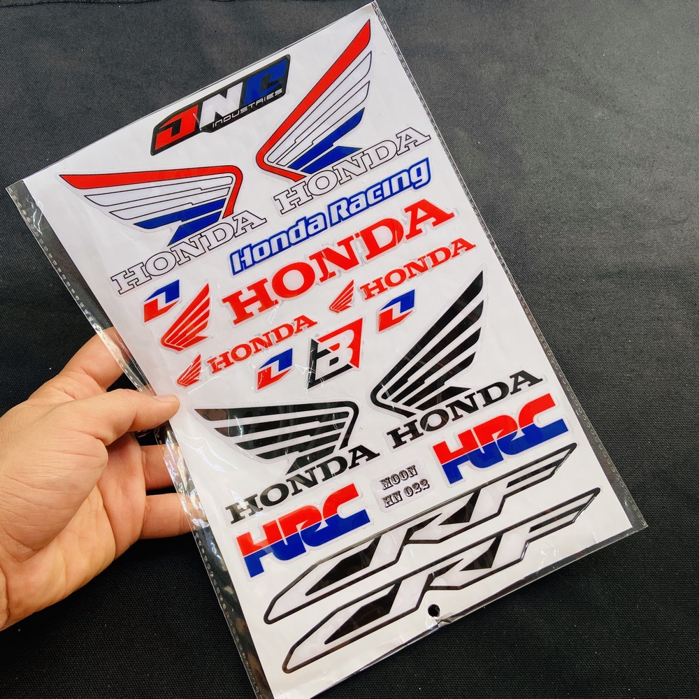 [HCM]TẤM TEM DẬP NỔI NHIỀU LOGO CÁC HÃNG XE MẪU CÁNH CHIM HONDA HRC CRF TRANG TRÍ XE SIÊU CHẤT