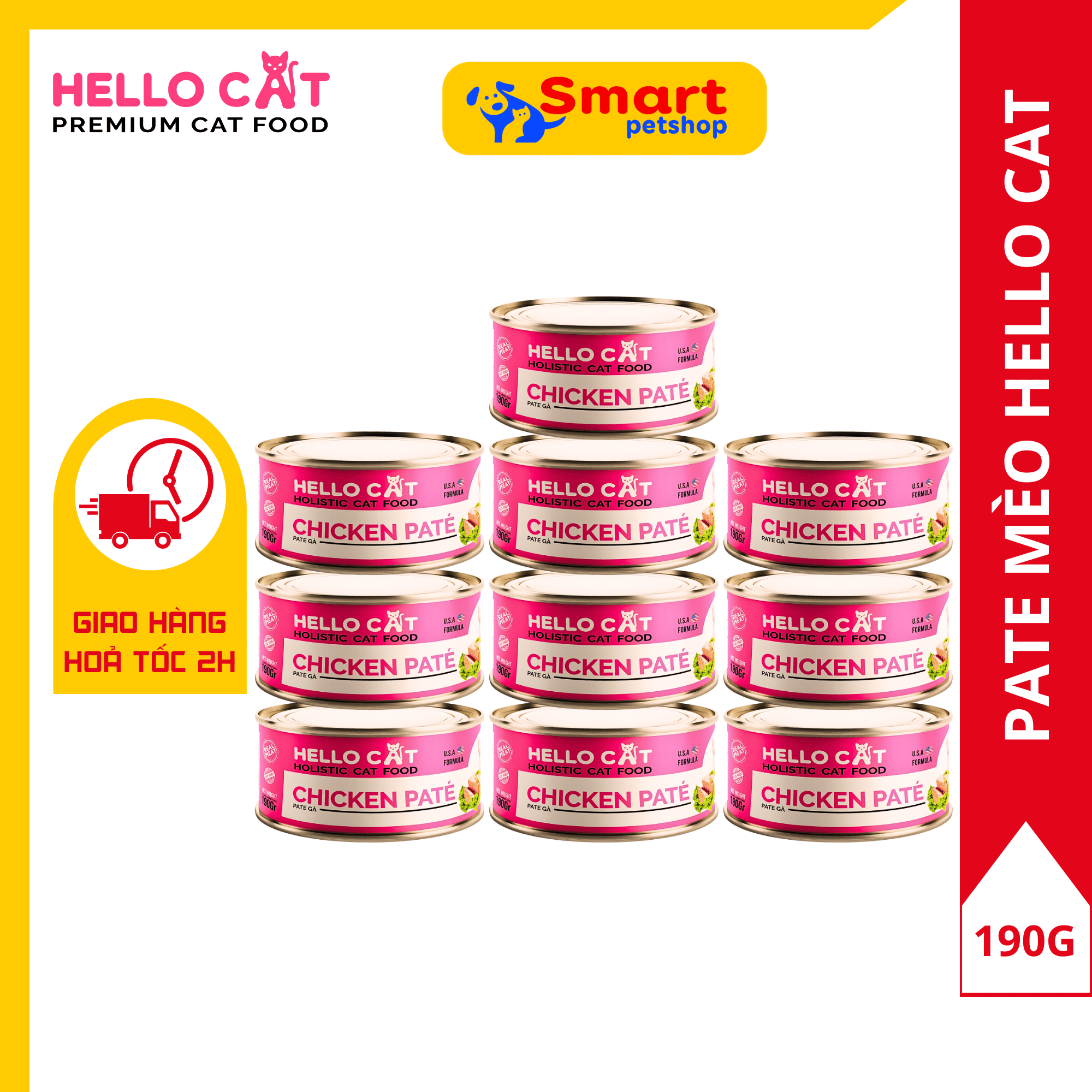Pate tươi cho mèo mọi lứa tuổi vị gà - hello cat chicken pate 190g