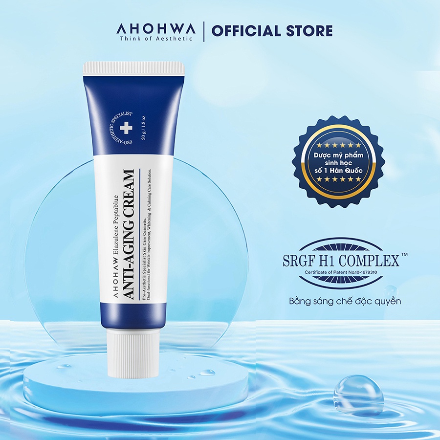 [Kèm quà] Kem Anti Ahohaw Elazulene Peptablue Anti- Aging Cream - Trẻ Hóa Làn Da, Chống Lão Hóa, Xóa Nhăn 50g