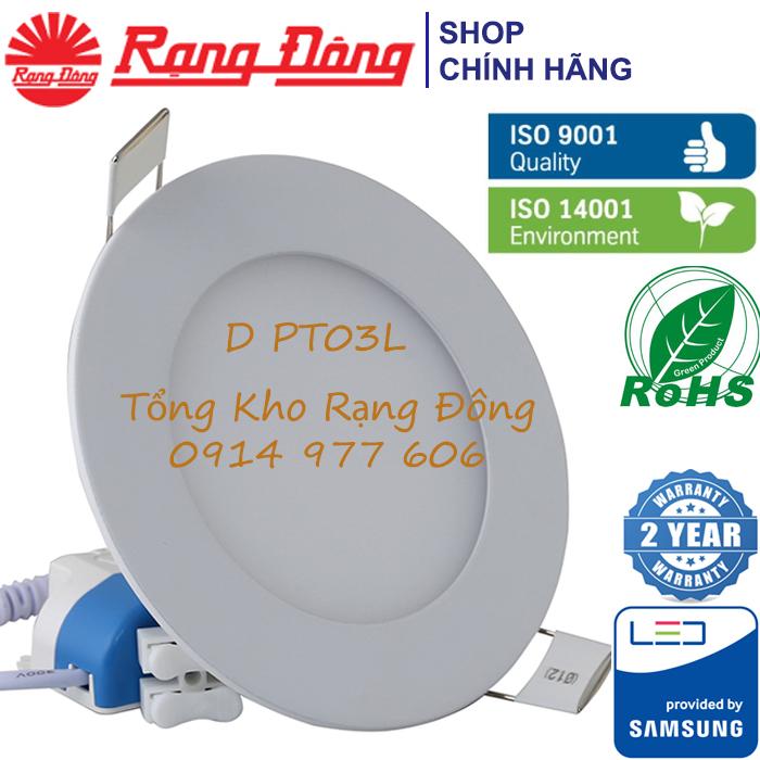 Đèn led panel tròn 12w rạng đông, khoét lỗ 135mm. bảo hành 2 năm. model d pt03l 135/12w