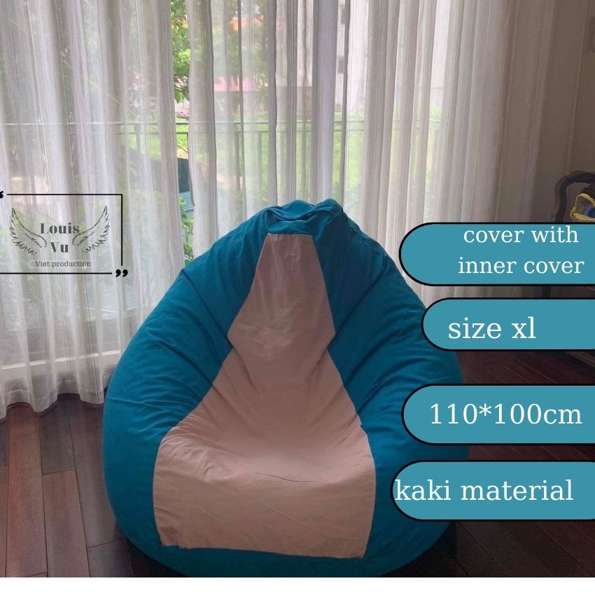 [GHẾ MAY TAY] VỎ GHẾ LƯỜI SIZE XL 110CM*100CM, GHẾ LƯỜI GIỌT NƯỚC CÓ KHÓA THÁO GIẶT DỄ DÀNG, Vải thô cao cấp , thoáng mát, Cho Phòng Ngủ Không Có Chất Độn Vỏ Bọc Ghế Lười Đựng Đồ Nhồi Bông Đi Văng Trang Trí Nhà Cửa Phòng Khách Trẻ Em