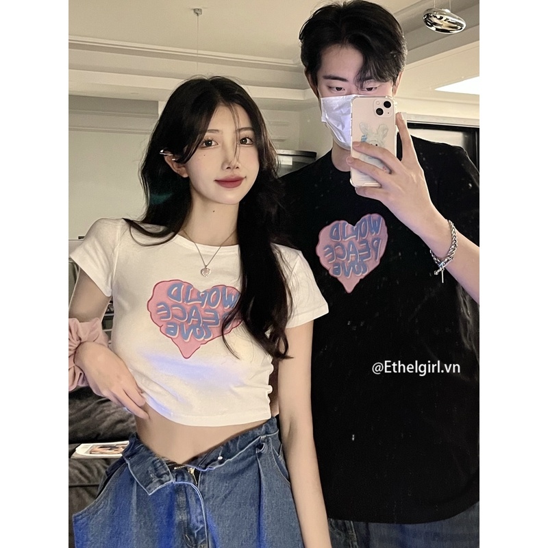 Ethelgirl Áo Thun Tay Ngắn Cổ Tròn In Hình Trái Tim Thời Trang Hàn Quốc Giá  Rẻ Tháng 7,2023|Biggo Việt Nam