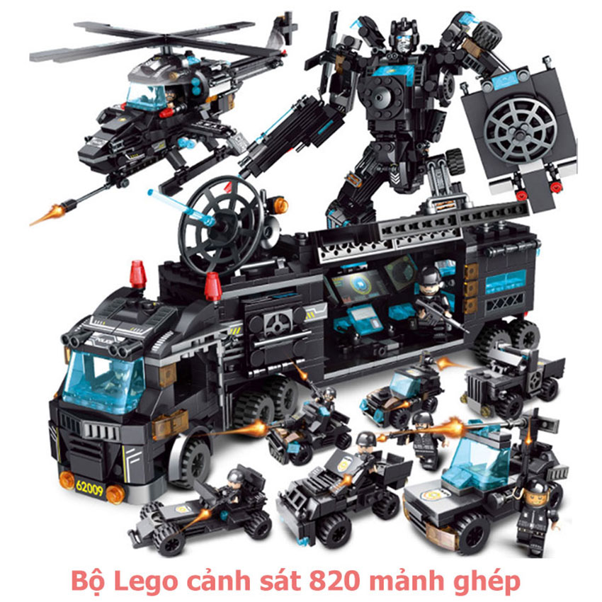 Bộ lego cảnh sát đặc nhiệm đồ chơi lắp ráp lego 820 mảnh ghép giúp trẻ sáng tạo và tư duy logic