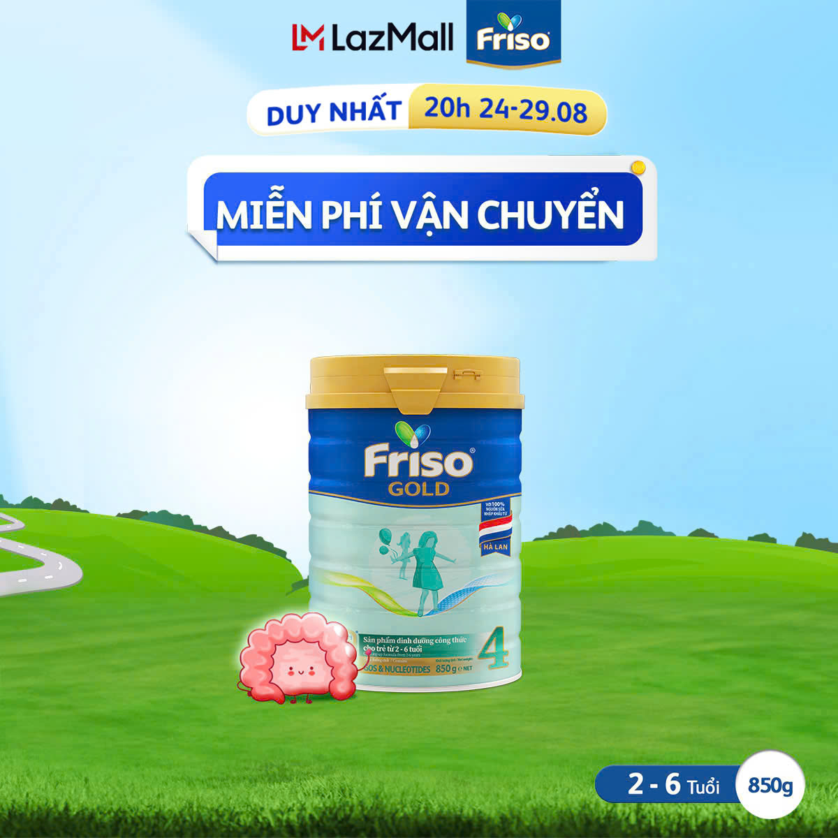 Sữa bột friso gold 4 lon thiếc 850g cho trẻ từ 2-6 tuổi