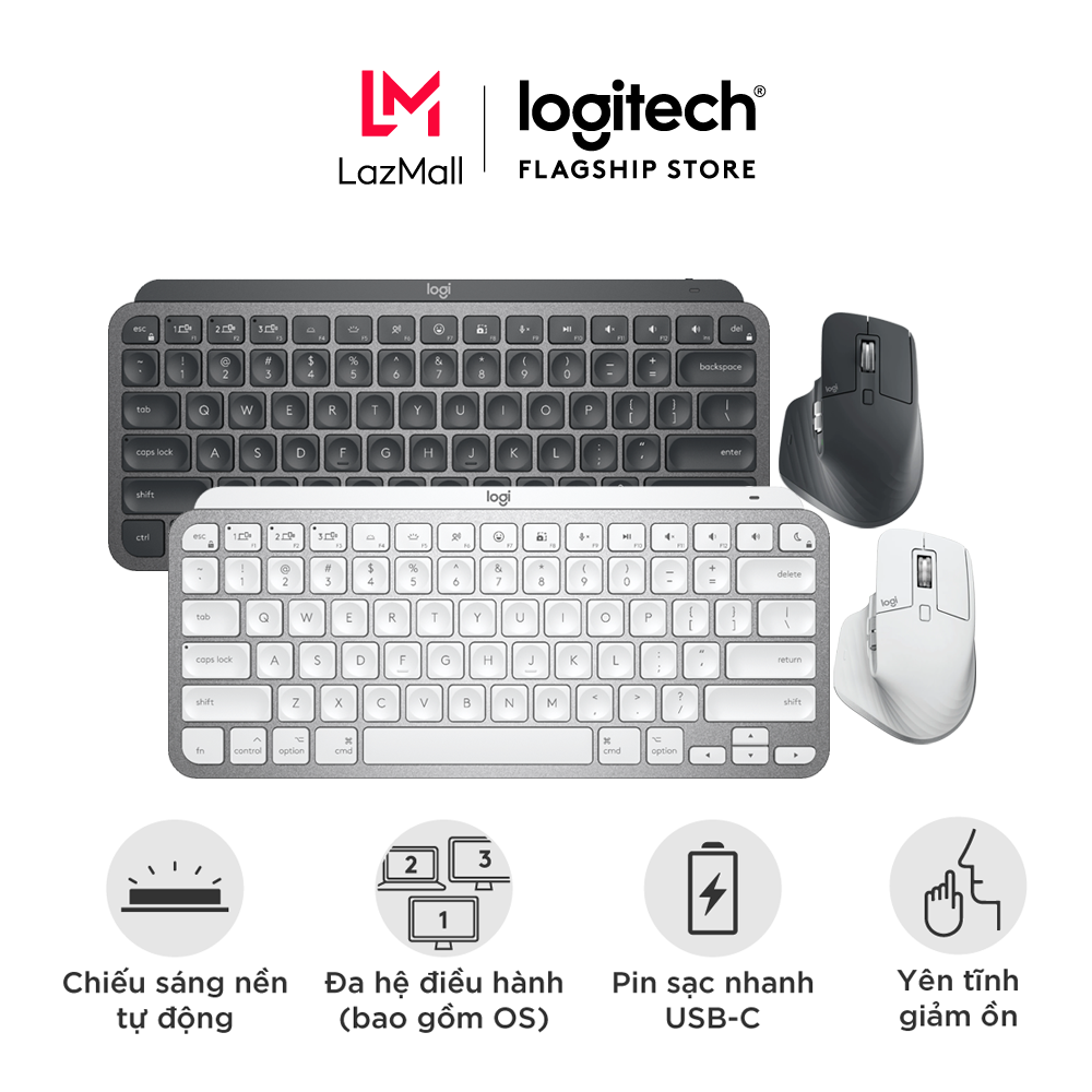 Combo Logitech MX Keys Mini + Mx Master 3s: Logitech Mx Keys Mini Wireless Keyboard + Logitech Mx Master 3S Performance Wireless Mouse Bundle