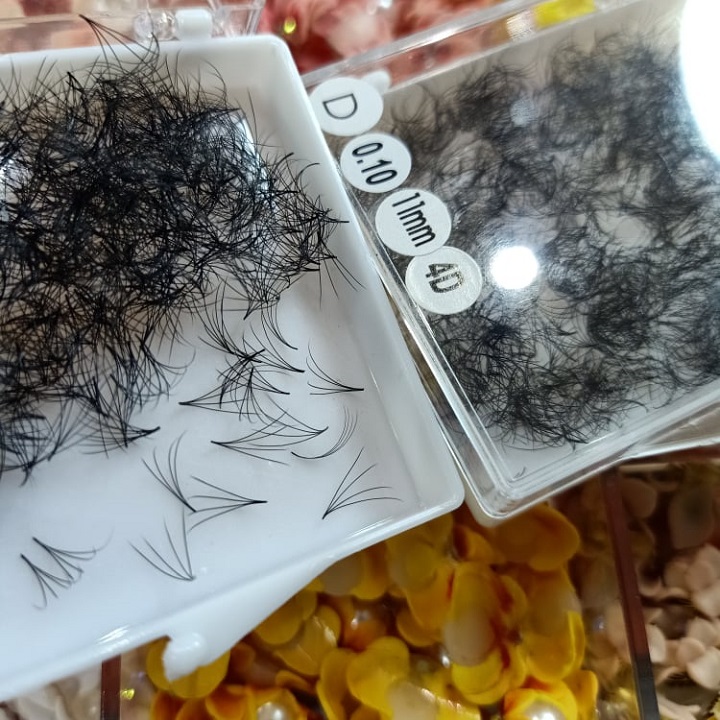 SIÊU RẺ, SIÊU ĐẸP - Mi fan 4d 0.10 (hộp 1050 fan) chất mi đen, mềm, siêu bắt keo, chân keo nhỏ
