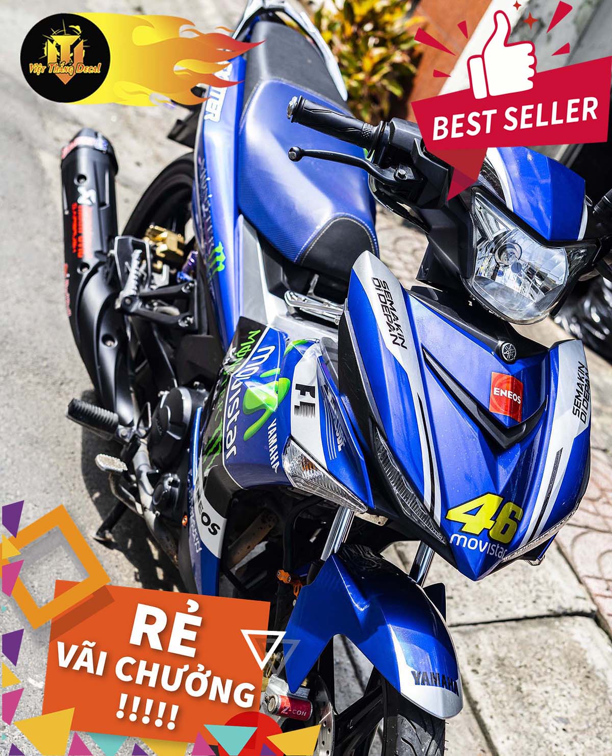 Tem Trùm Exciter 150 Movistar GP Độ Chế Decal (Xanh Đen)