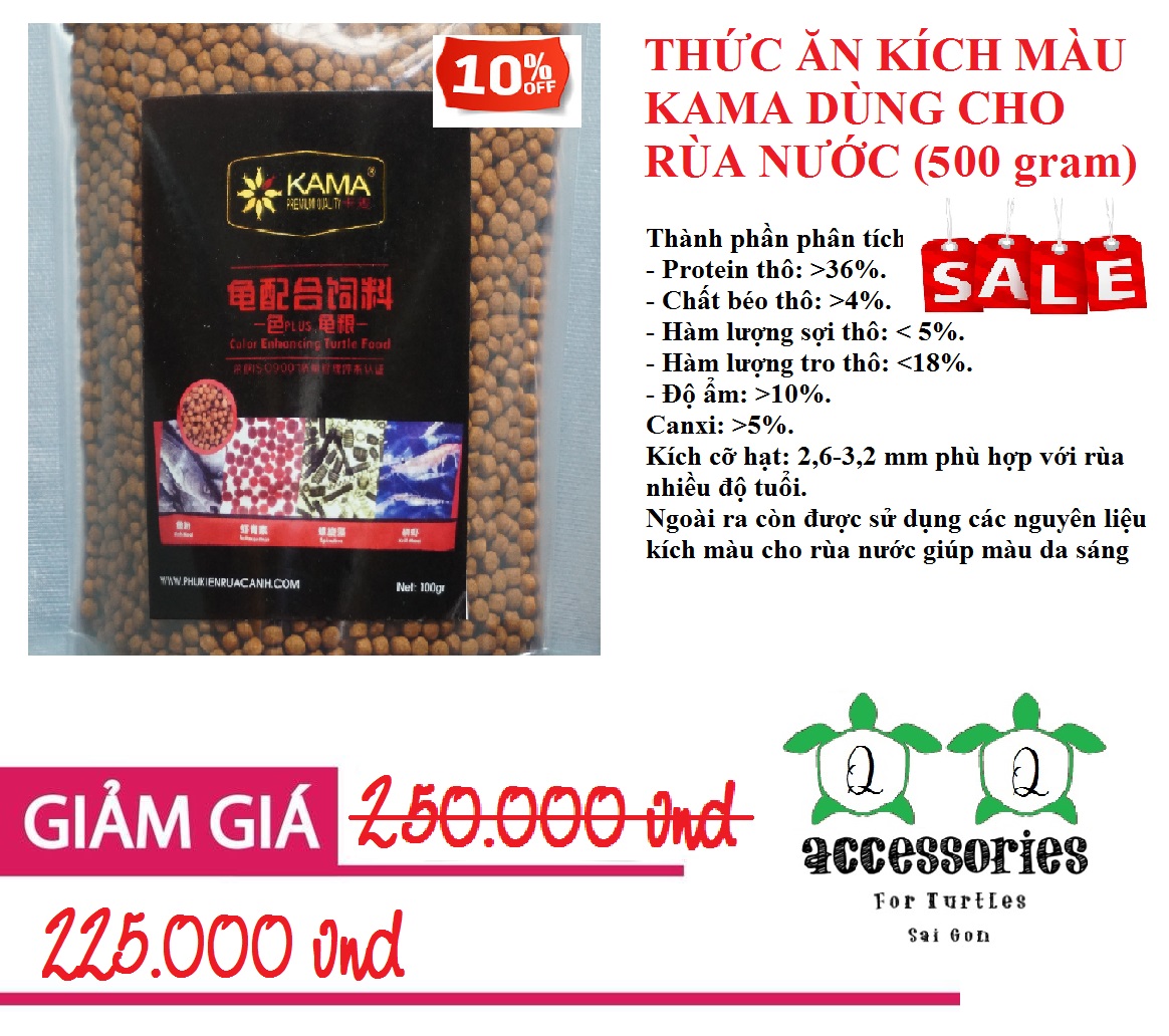 Thức ăn cho rùa, thức ăn kích màu kama dùng cho rùa nước hạt to | phụ kiện rùa cảnh sài gòn